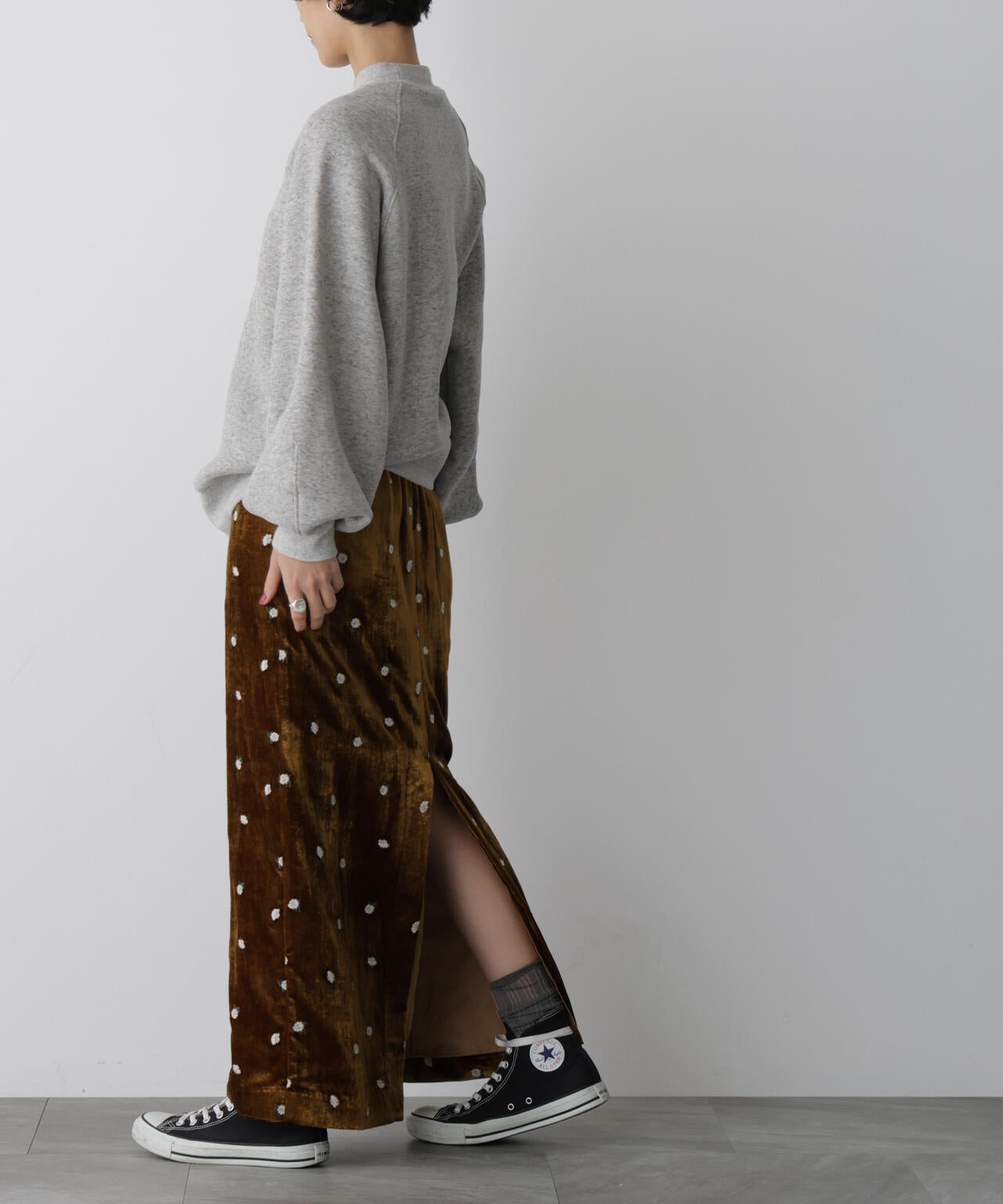 「STEVELOUR」ベロアブルームロングスカート(セットアップ可)