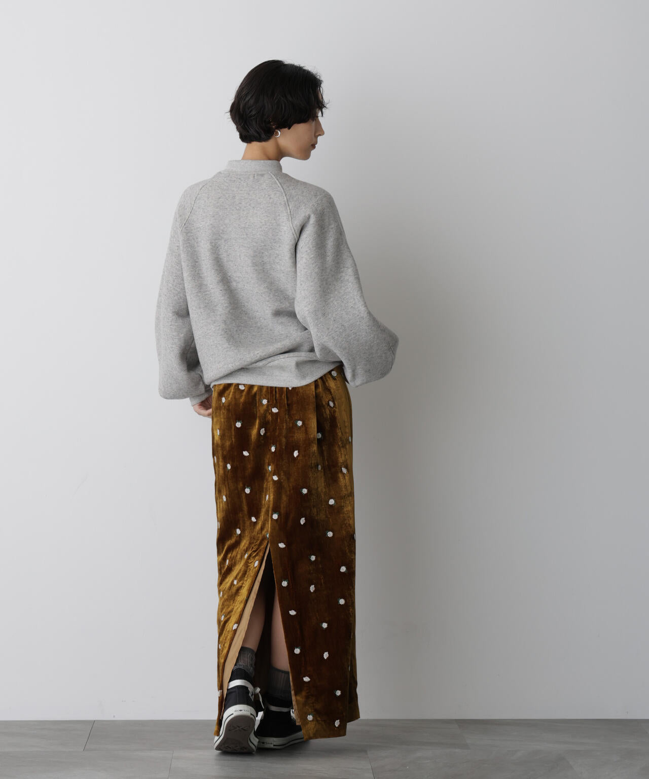 「STEVELOUR」ベロアブルームロングスカート(セットアップ可)