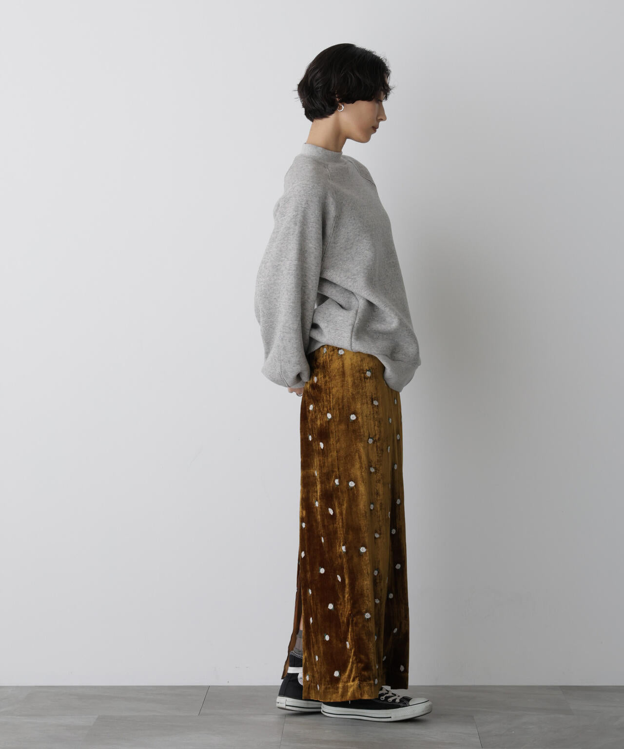 「STEVELOUR」ベロアブルームロングスカート(セットアップ可)