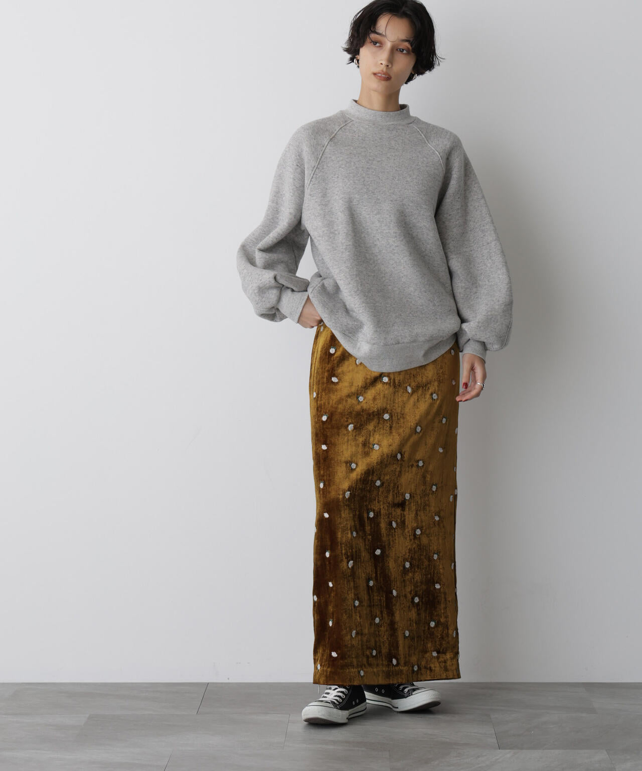 「STEVELOUR」ベロアブルームロングスカート(セットアップ可)