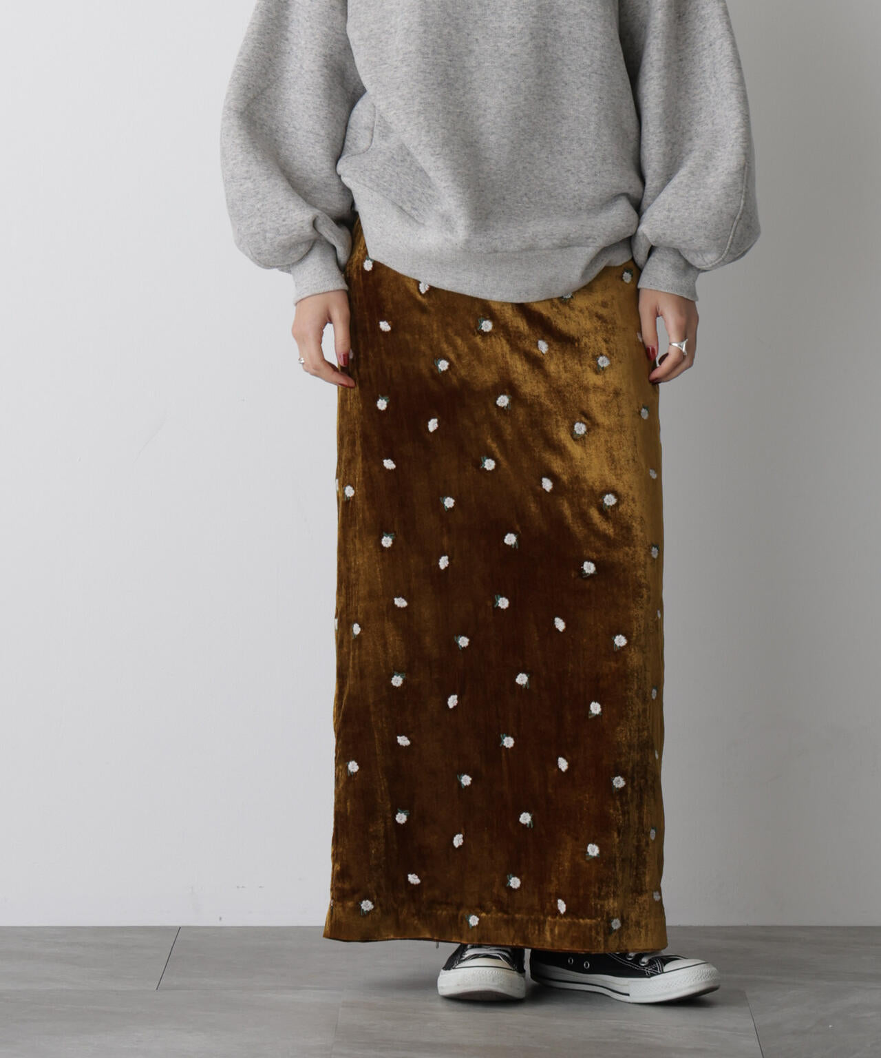 「STEVELOUR」ベロアブルームロングスカート(セットアップ可)