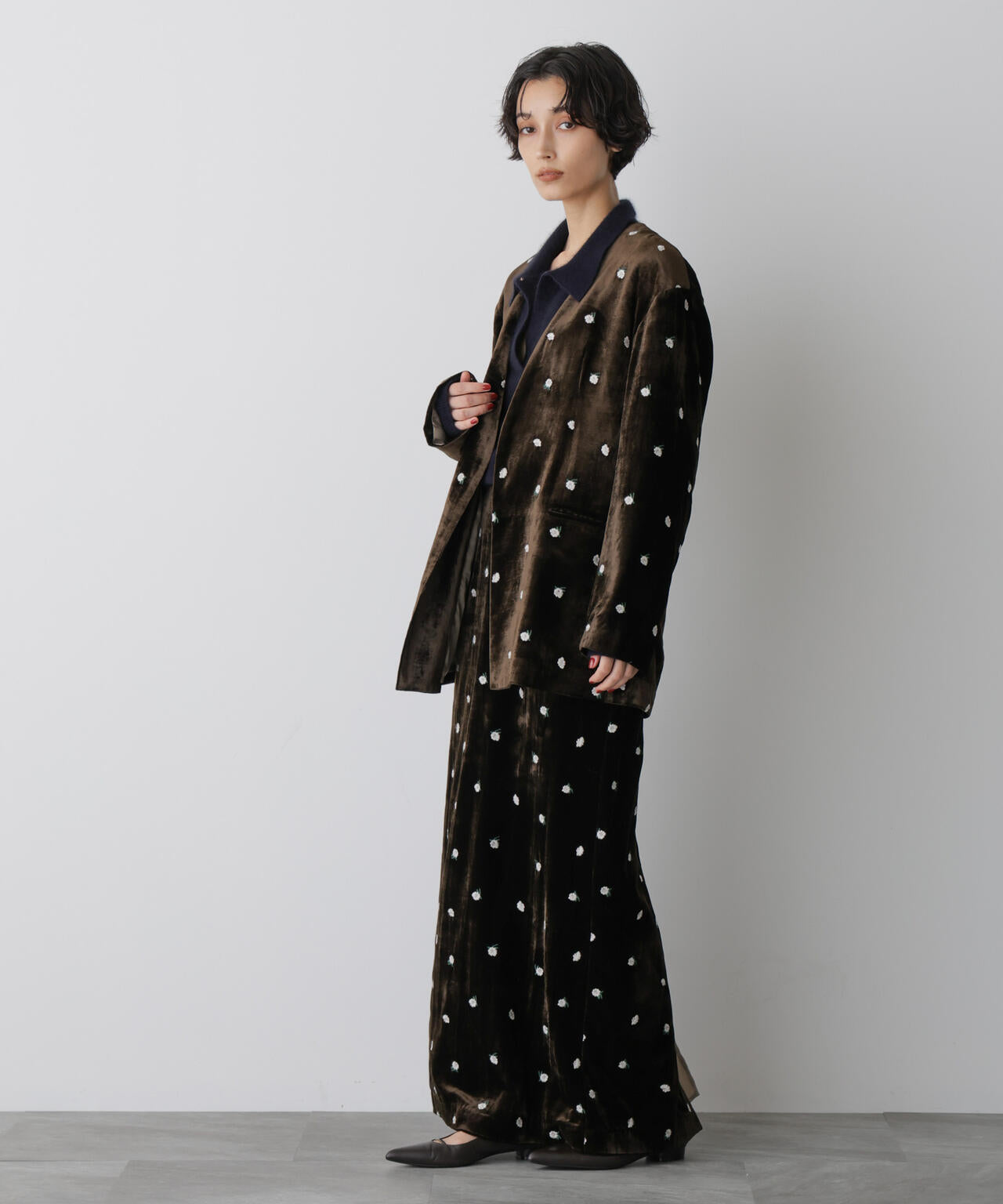 「STEVELOUR」ベロアブルームロングスカート(セットアップ可)