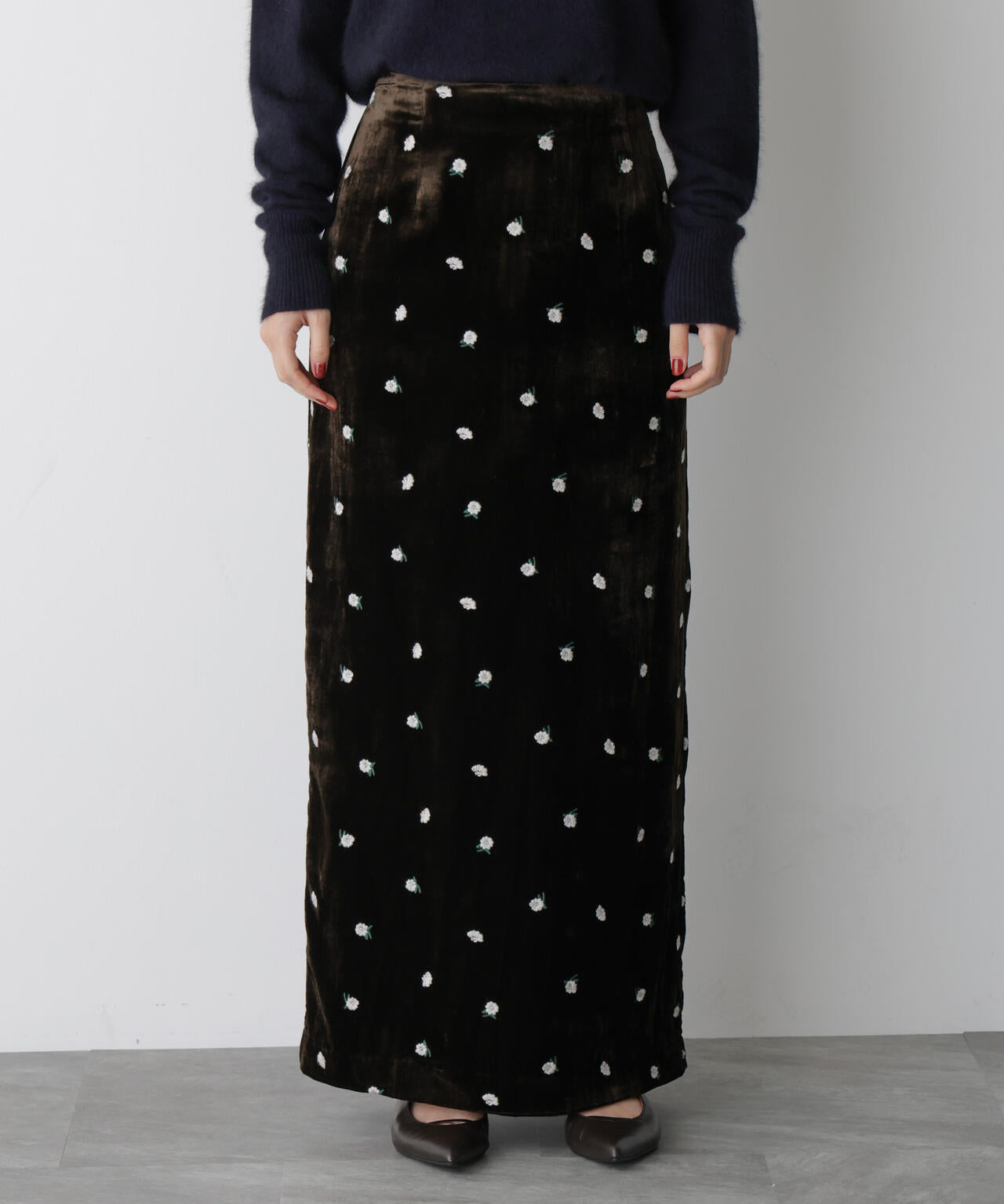 「STEVELOUR」ベロアブルームロングスカート(セットアップ可)