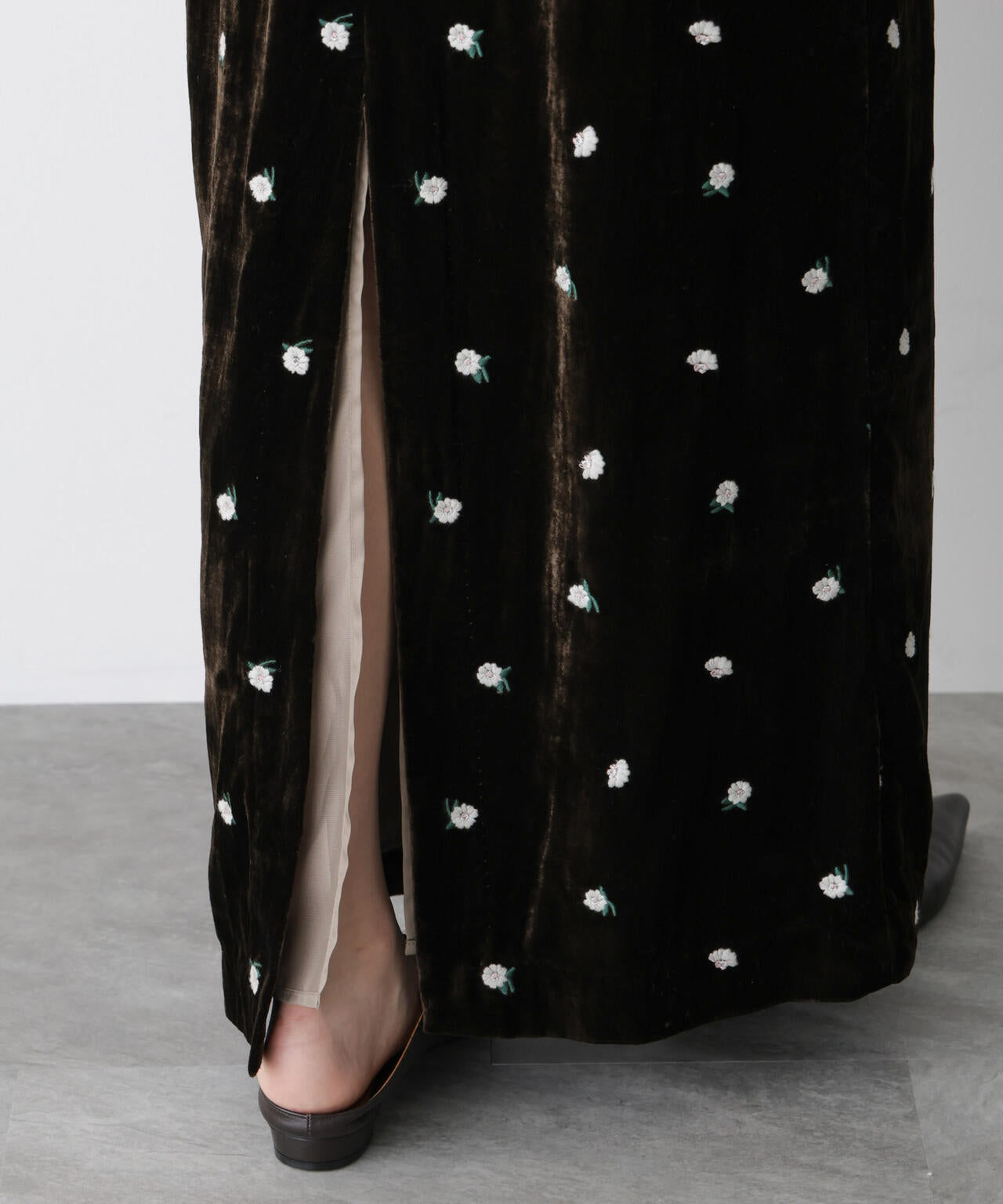 「STEVELOUR」ベロアブルームロングスカート(セットアップ可)