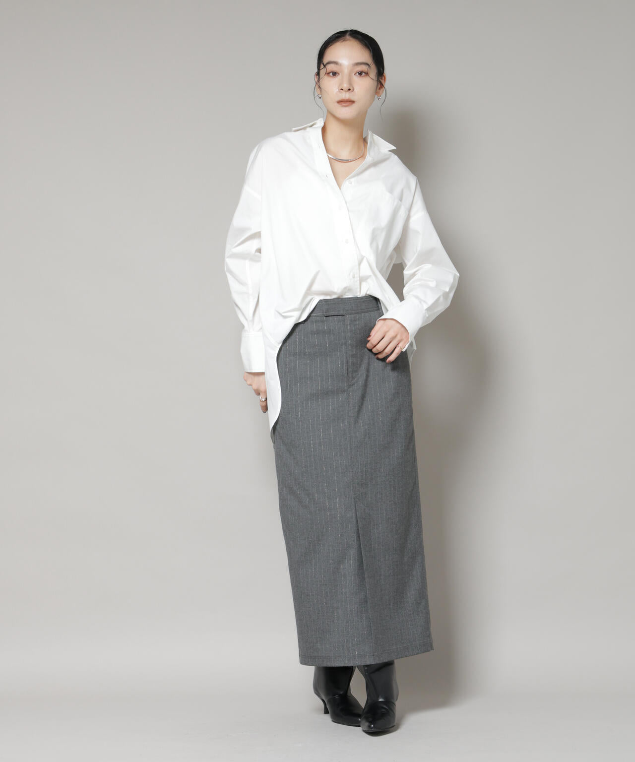 ラメストライプスーチングIラインスカート