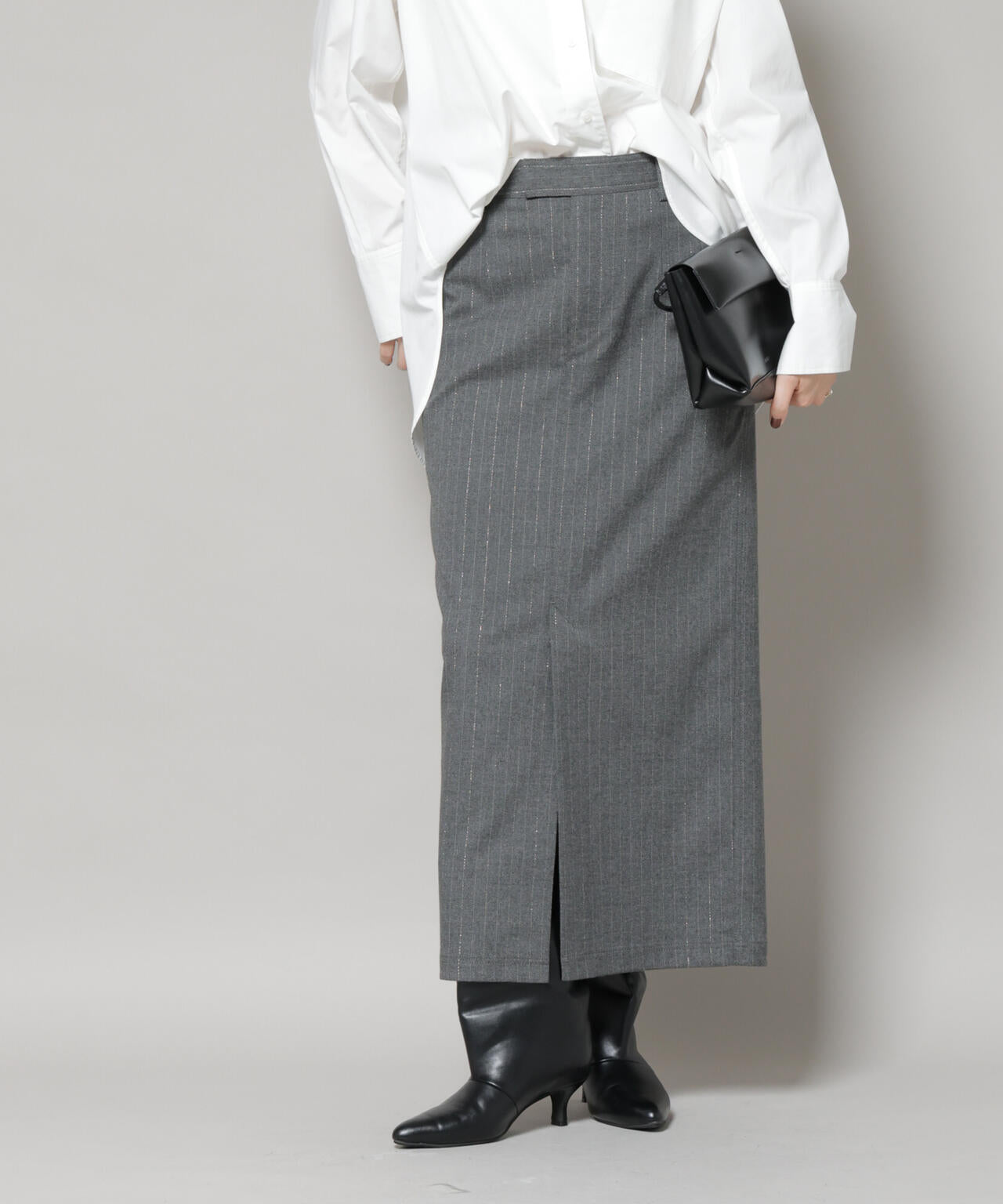 ラメストライプスーチングIラインスカート