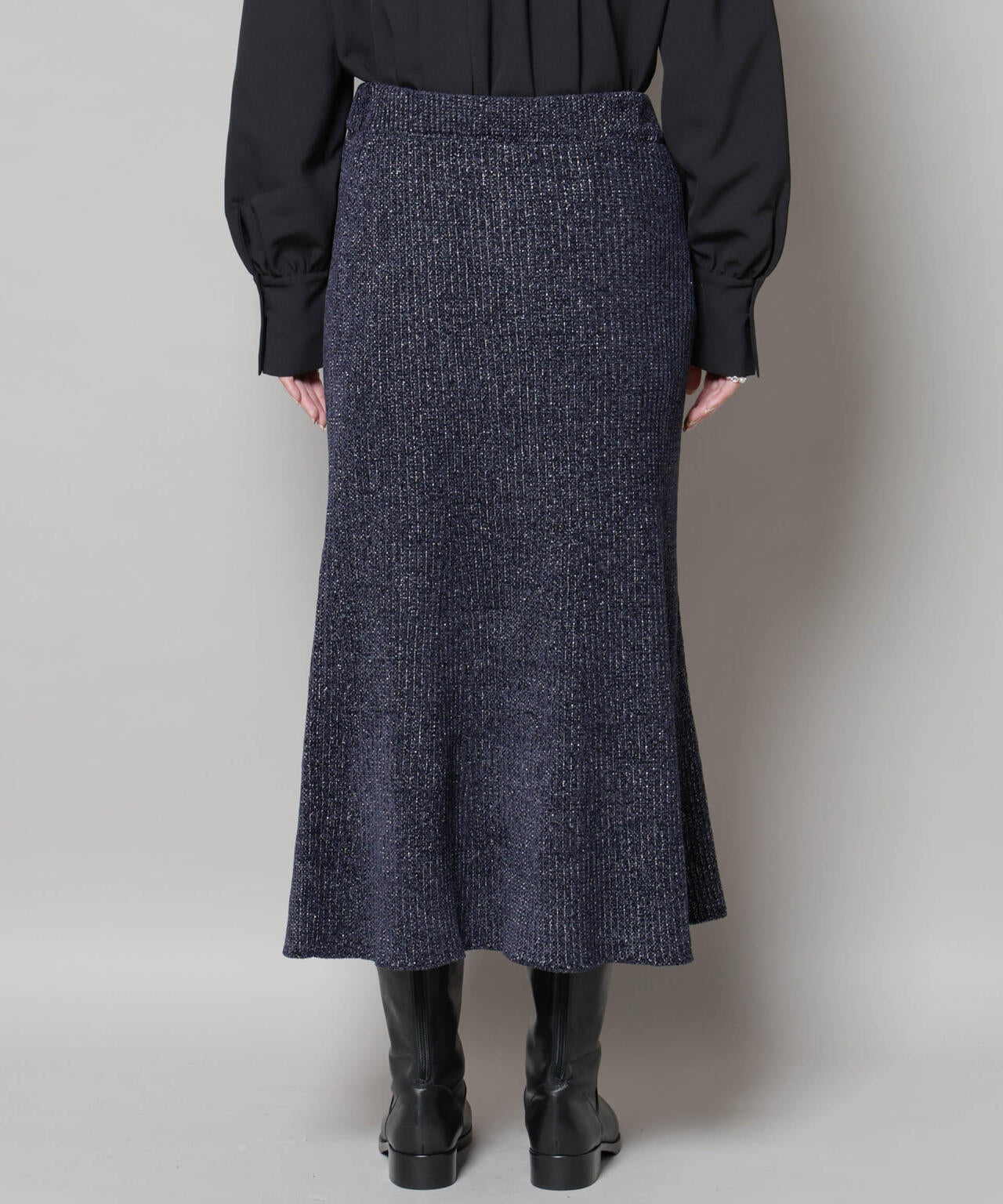 ラメモールワイドリブマーメイドニットスカート(セットアップ可