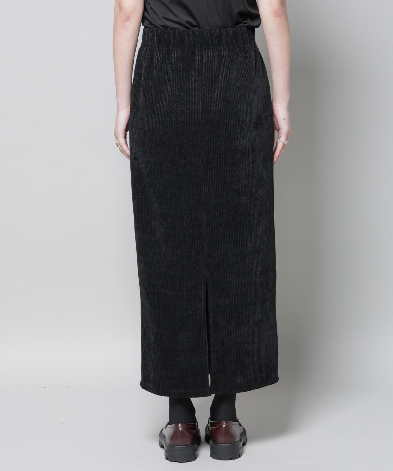 起毛リブカットタイトロングスカート