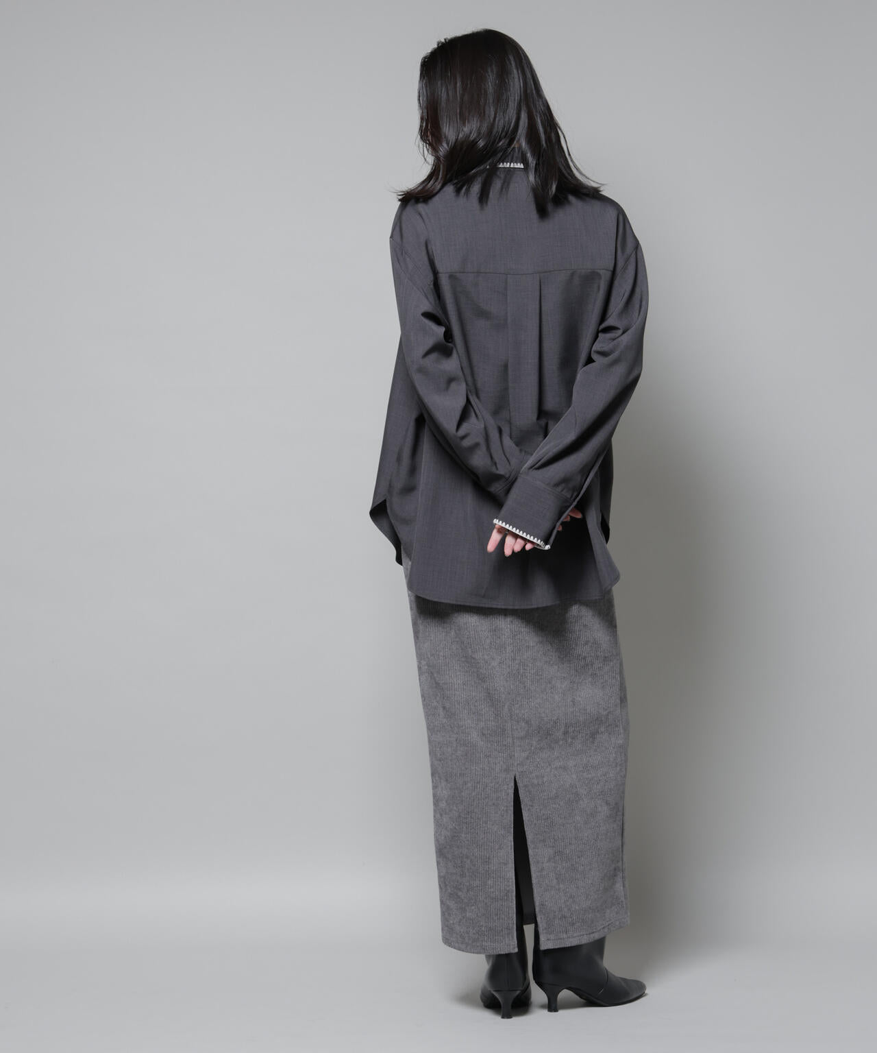 起毛リブカットタイトロングスカート