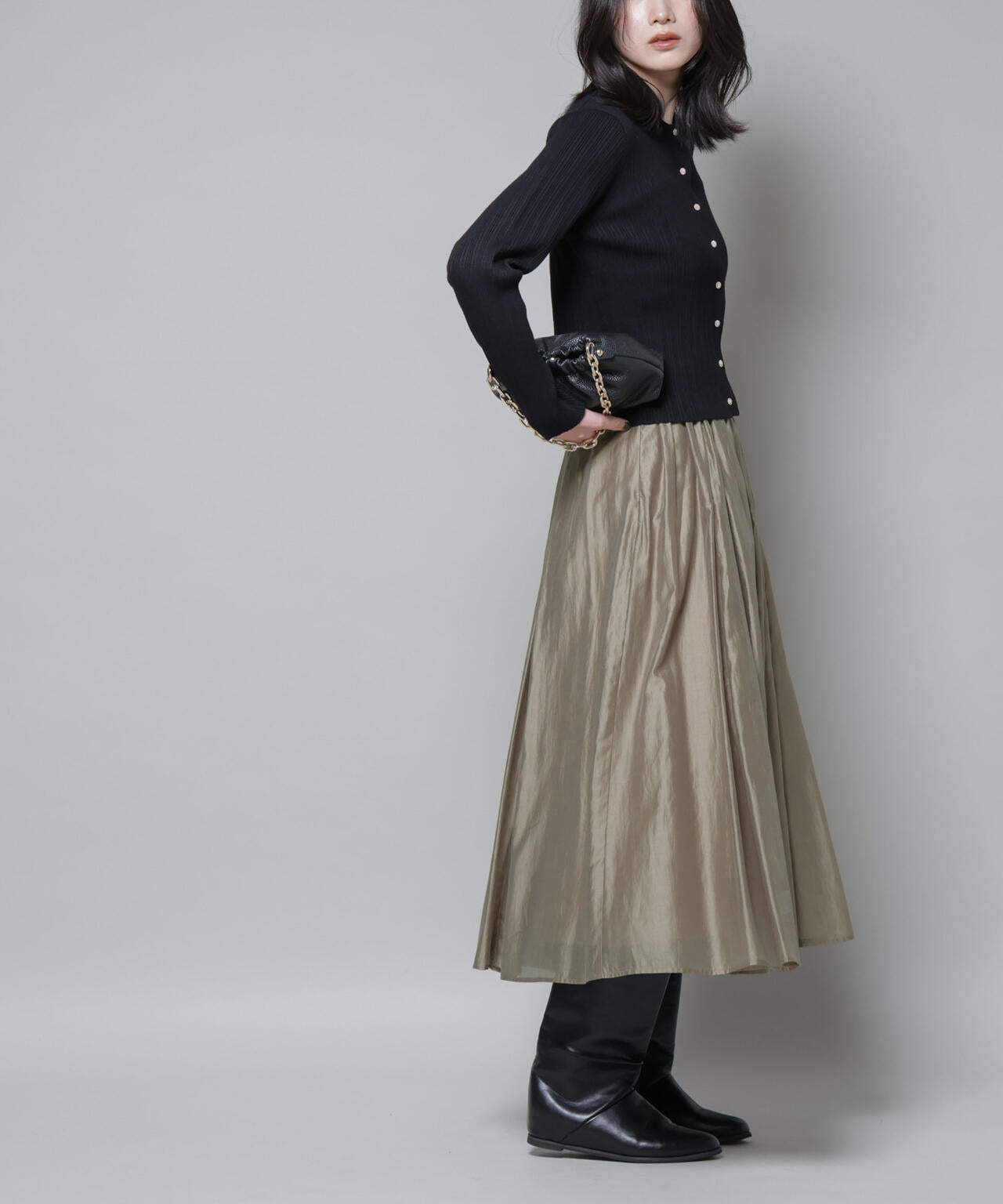 ブライトローンギャザータックスカート