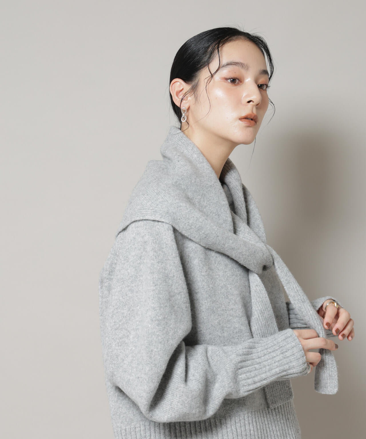 AQUAウールカシミヤトライアングルストール