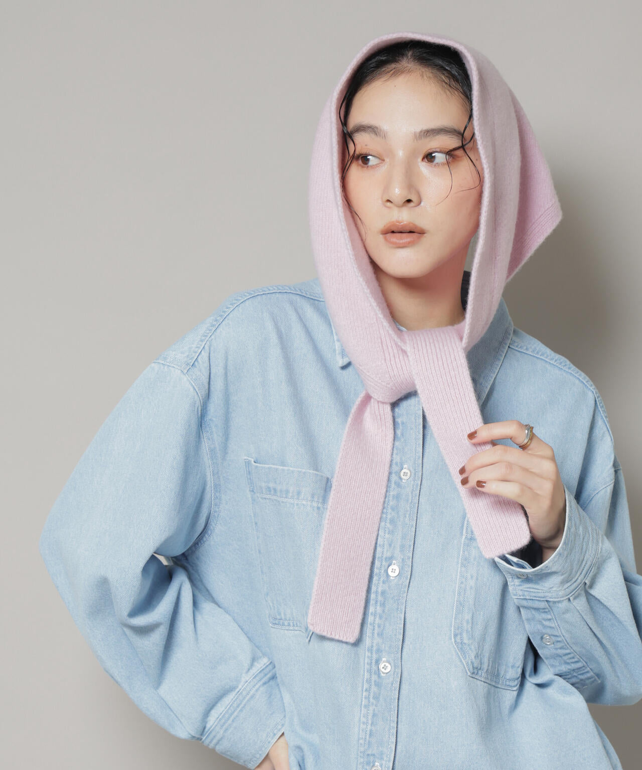 AQUAウールカシミヤトライアングルストール