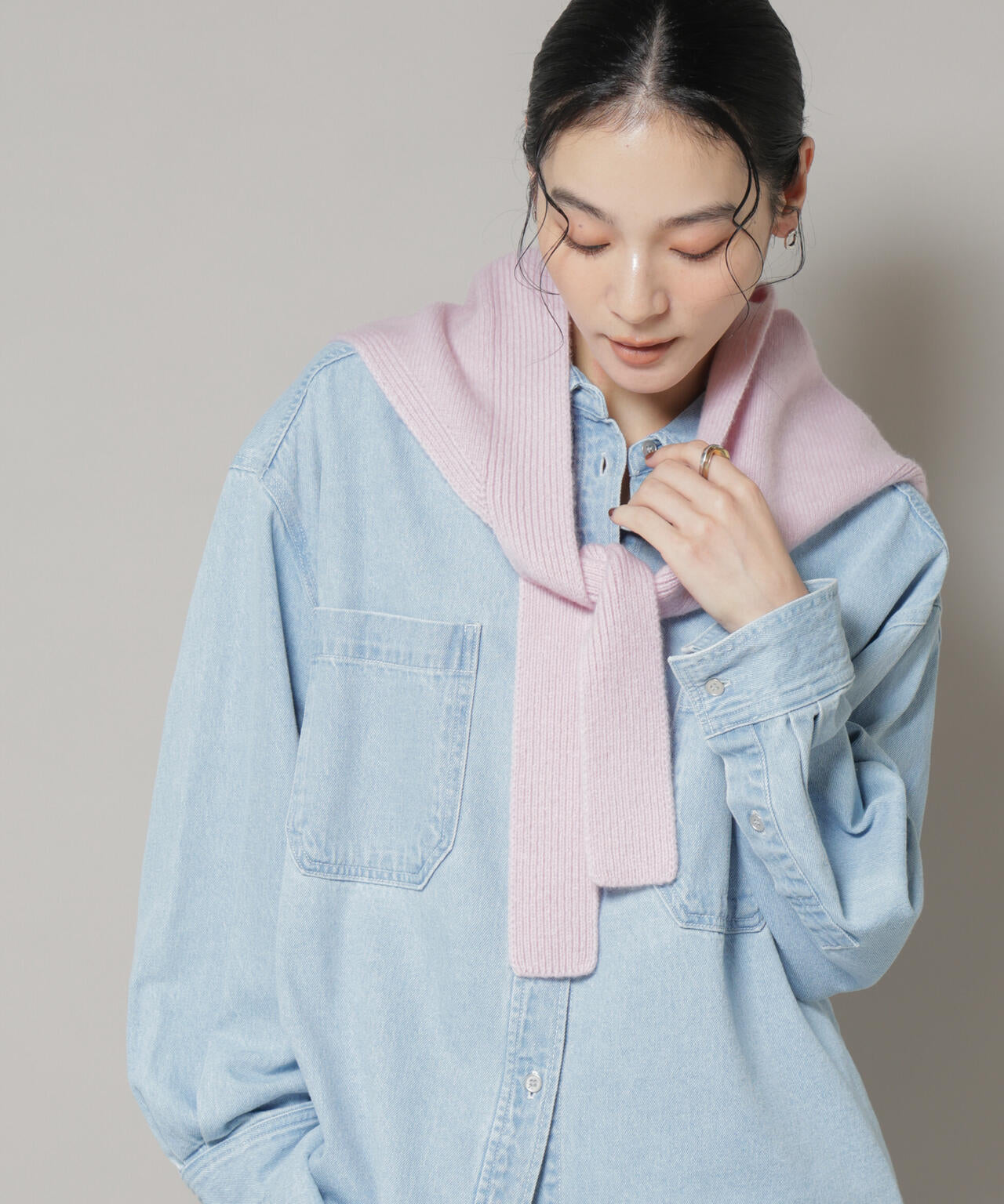 AQUAウールカシミヤトライアングルストール