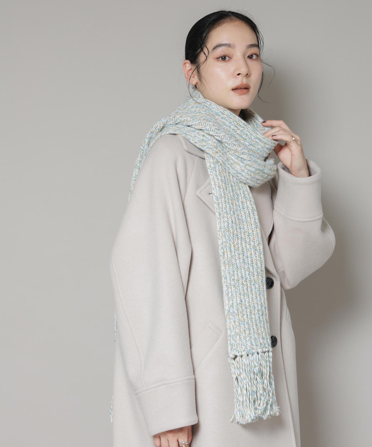 ミックスカラーニットストール