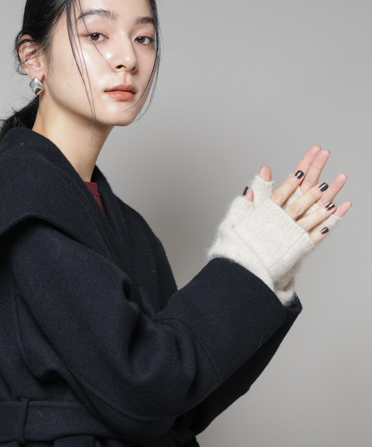 新品◇バーニーズニューヨーク ウール、アンゴラ ロンググローブ 新品