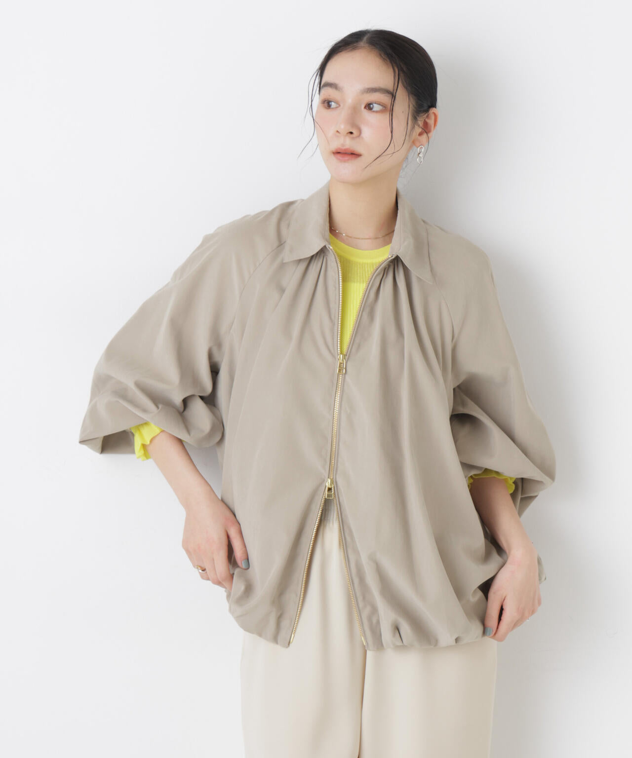 ライトスエードギャザーバルーンブルゾン