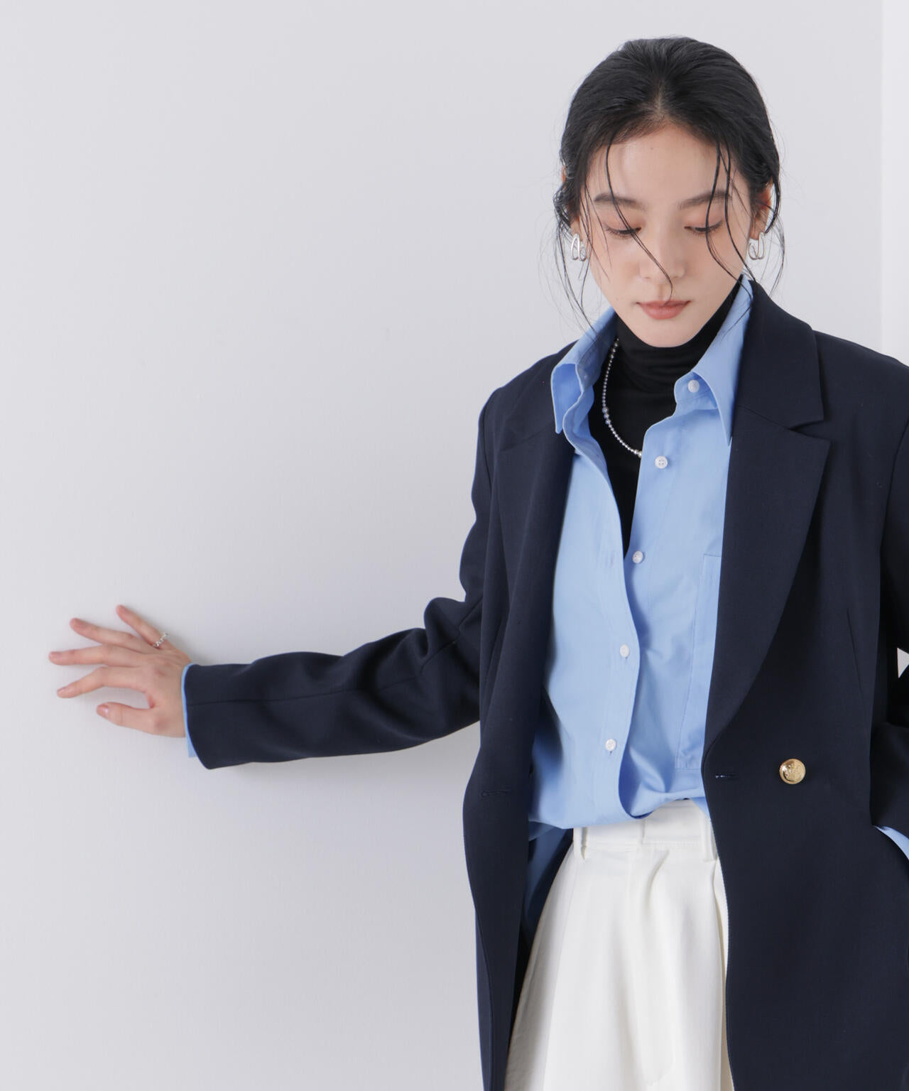 t-jacket ダブルジャケット ネイビー ツイーディーカルゼテーラードダブルジャケット | NANO universe（ナノ