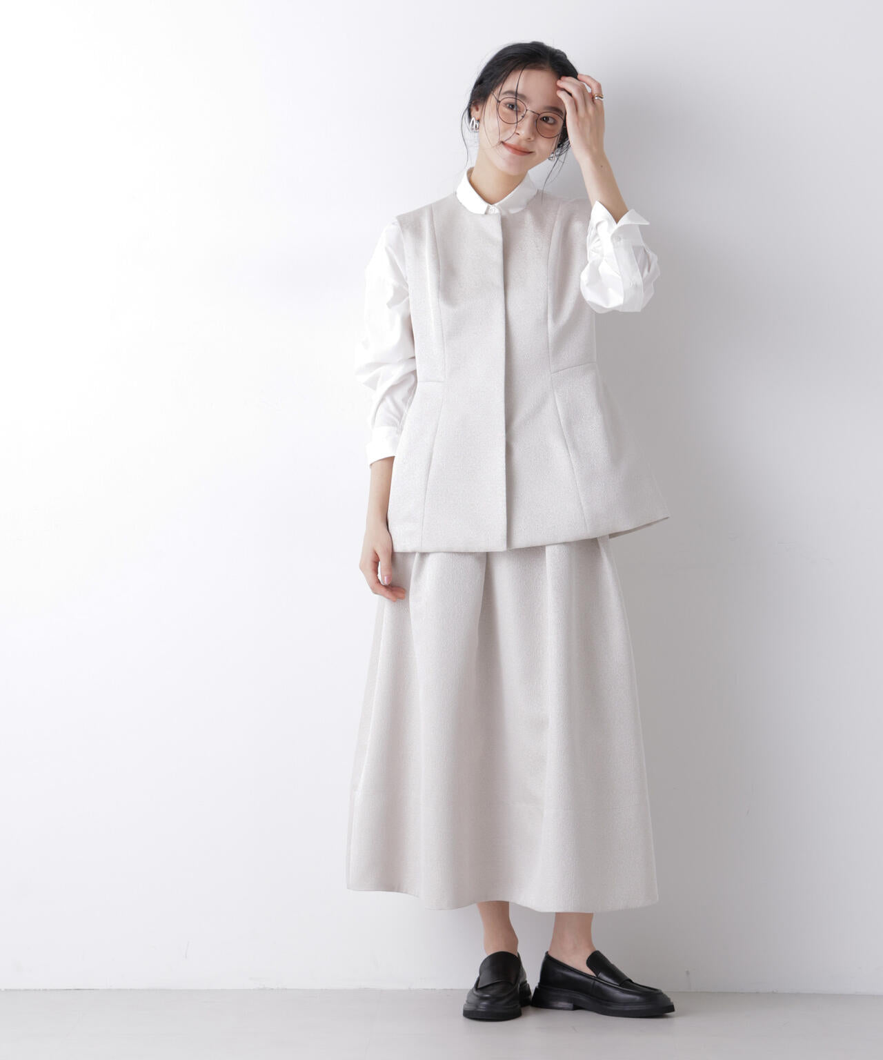 ジャガードペプラムジレ(セットアップ可)