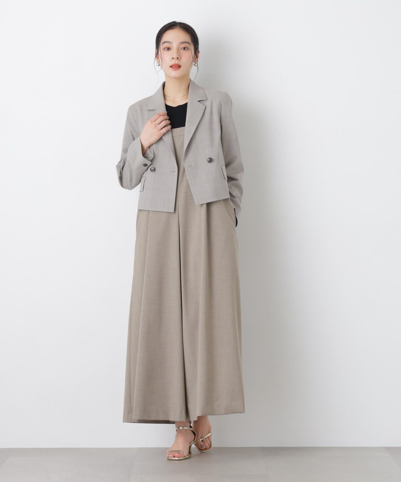 ワイドフレアサロペット