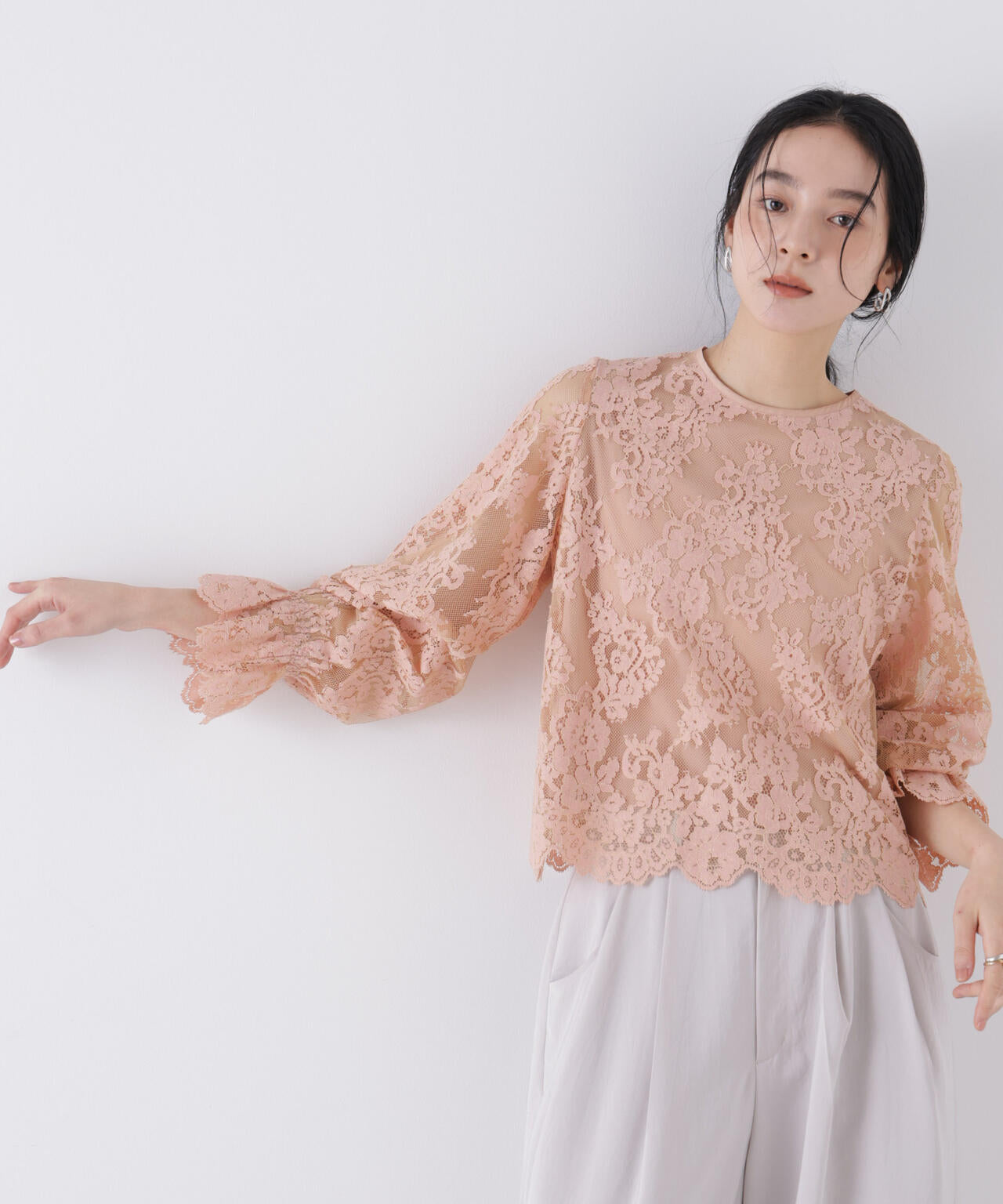 レーススカラップブラウス | NANO universe（ナノ・ユニバース