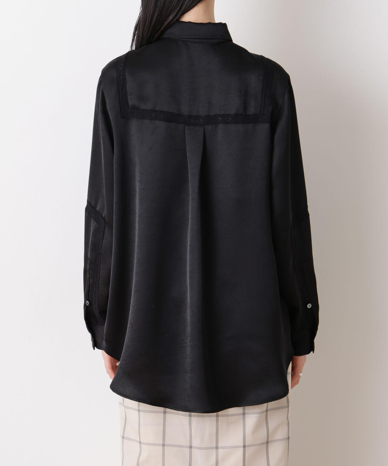 「STEVELOUR」サテンレーストリミングブラウス(セットアップ可)