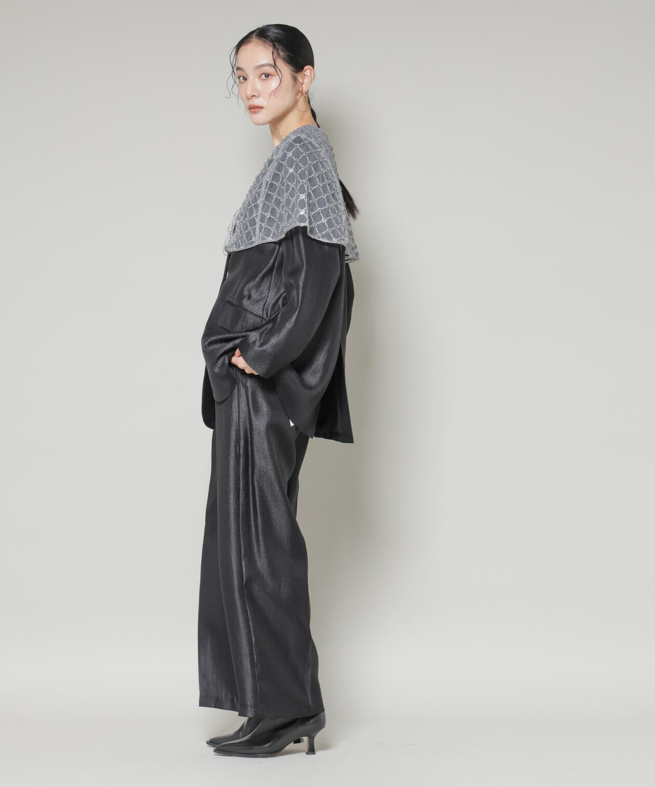 スパンコールビーズ刺繍ボレロストール