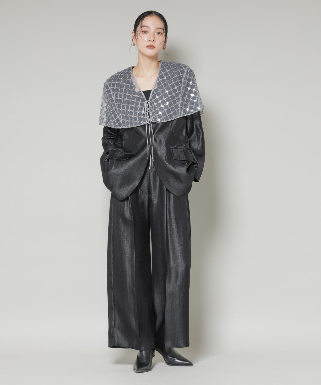 スパンコールビーズ刺繍ボレロストール