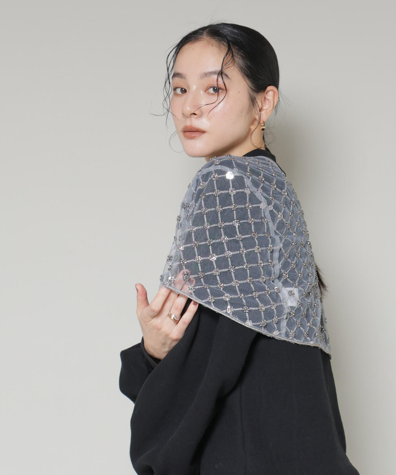 スパンコールビーズ刺繍ボレロストール