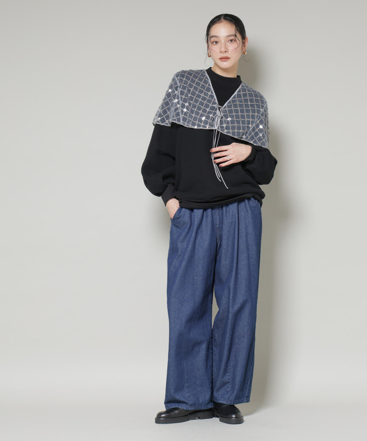 スパンコールビーズ刺繍ボレロストール