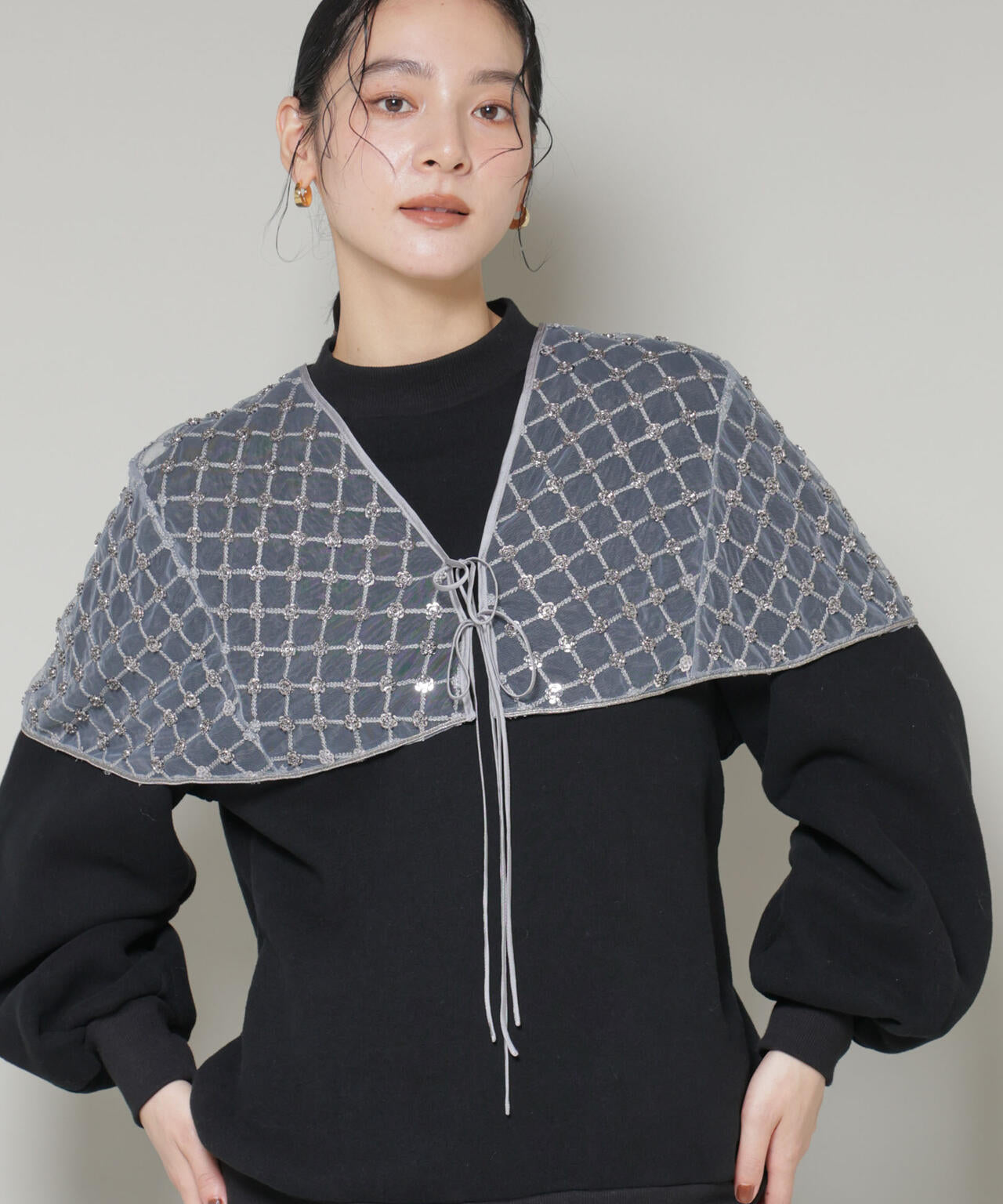 スパンコールビーズ刺繍ボレロストール