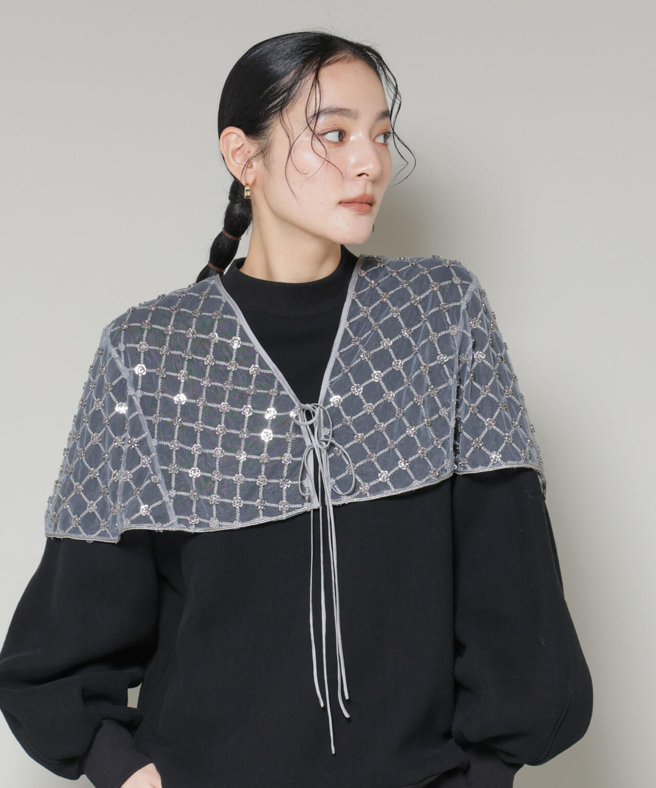 スパンコールビーズ刺繍ボレロストール