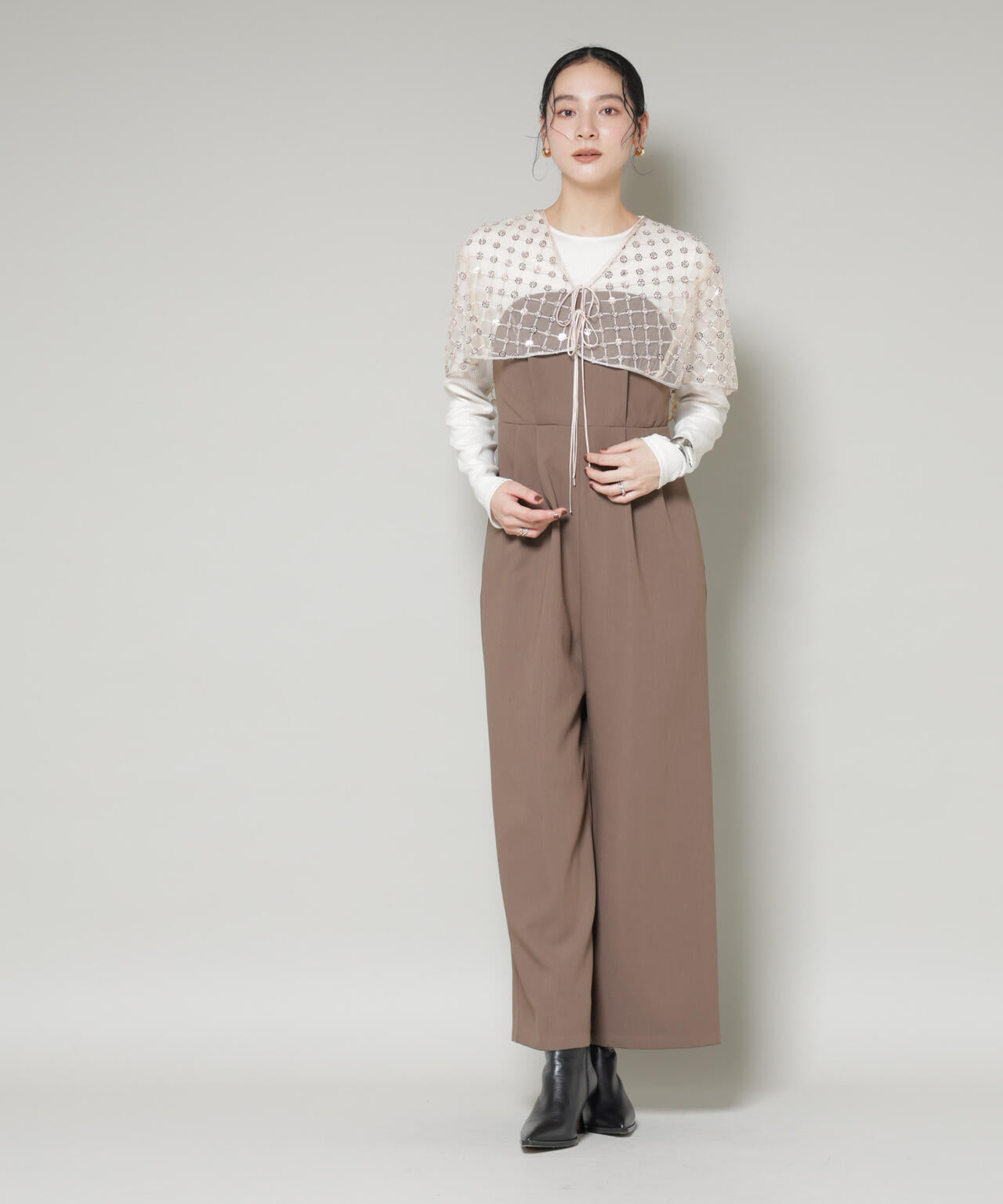 スパンコールビーズ刺繍ボレロストール