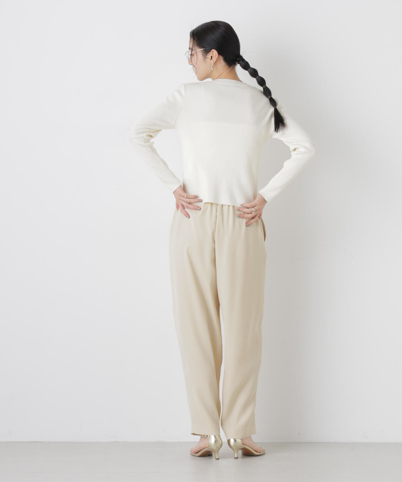 ウォッシャブルハイツイストVネックリブカーディガン