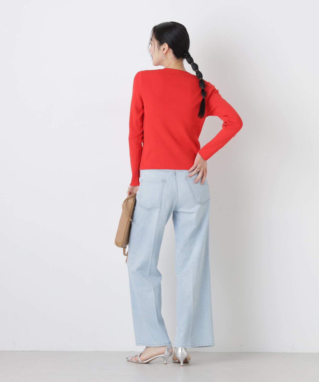 ウォッシャブルハイツイストVネックリブカーディガン