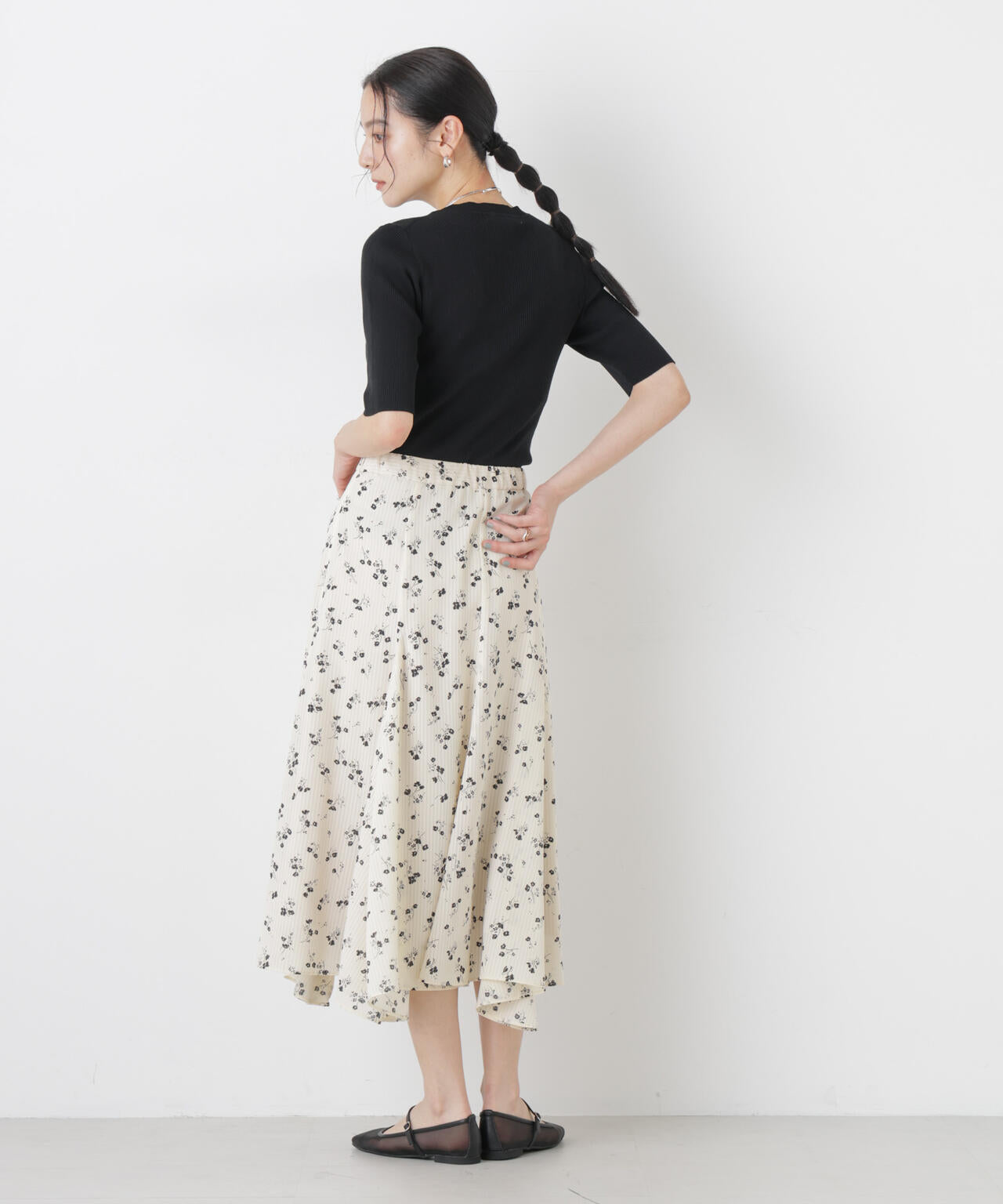 ウォッシャブルハイツイスト五分袖リブニット