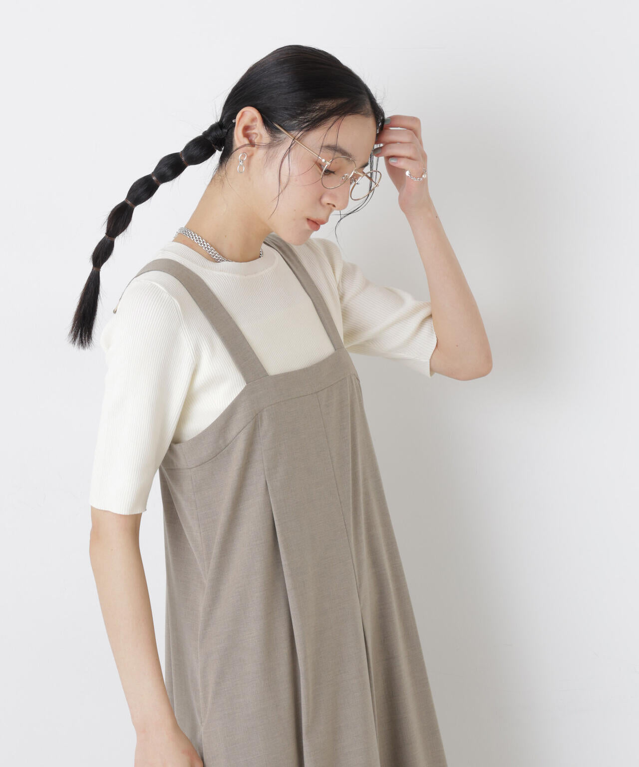 ウォッシャブルハイツイスト五分袖リブニット