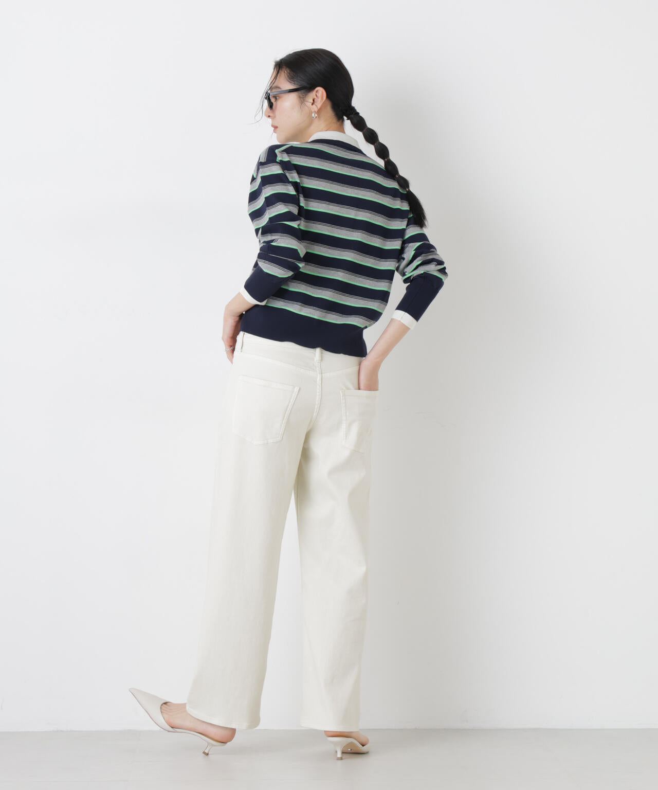 レイヤードライクボーダーポロニット