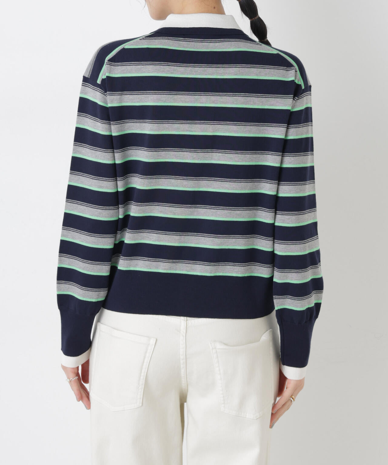 レイヤードライクボーダーポロニット