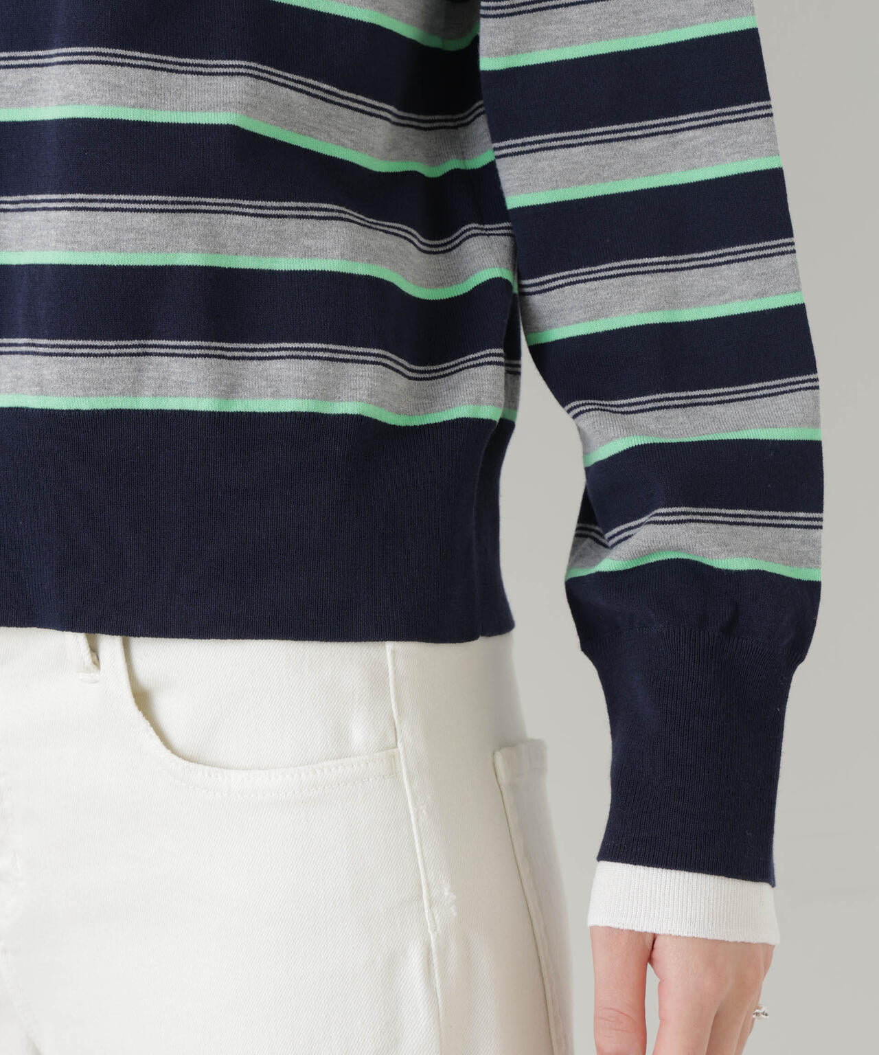 レイヤードライクボーダーポロニット