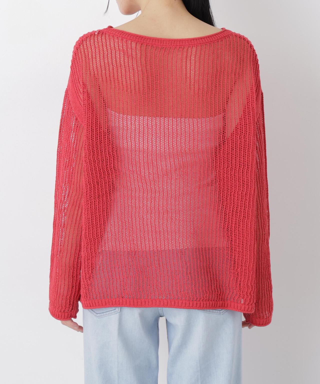 リネン混テープヤーンメッシュワイドニット