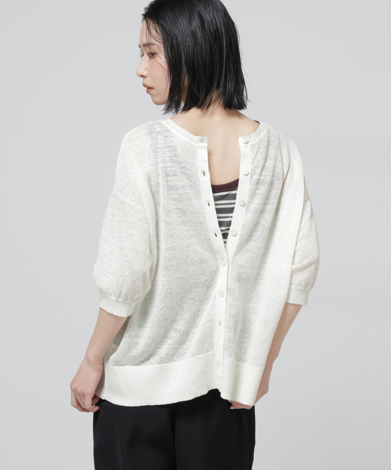 European Flax 2wayオーバーニットトップス