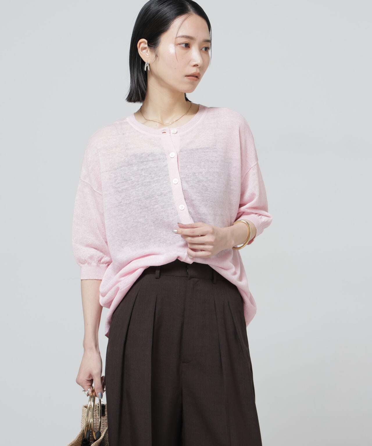European Flax 2wayオーバーニットトップス