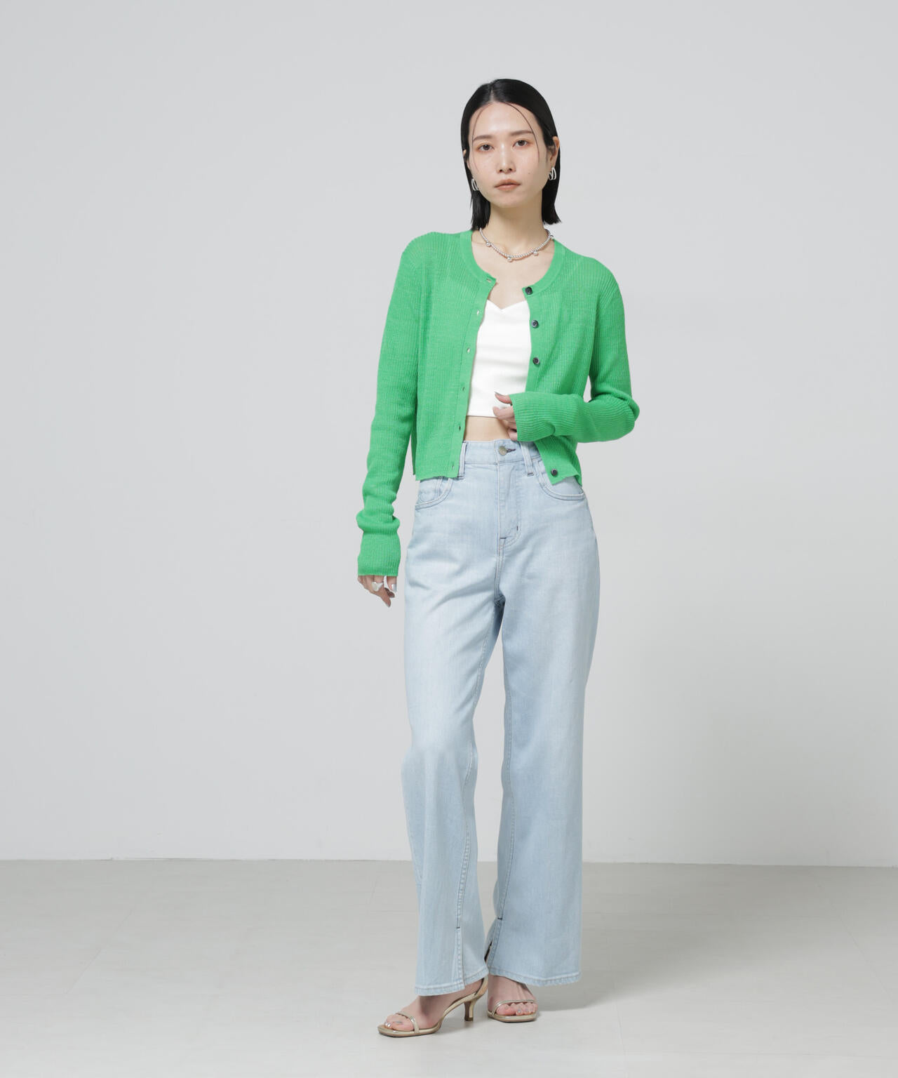 European Flax リブカーディガン