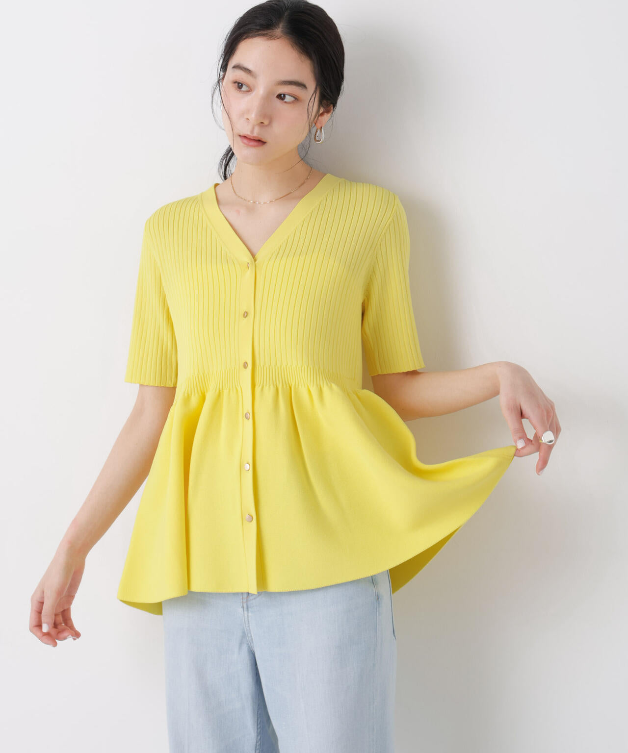 SUMMER VEIL KNIT ペプラムニットカーディガン | NANO universe（ナノ
