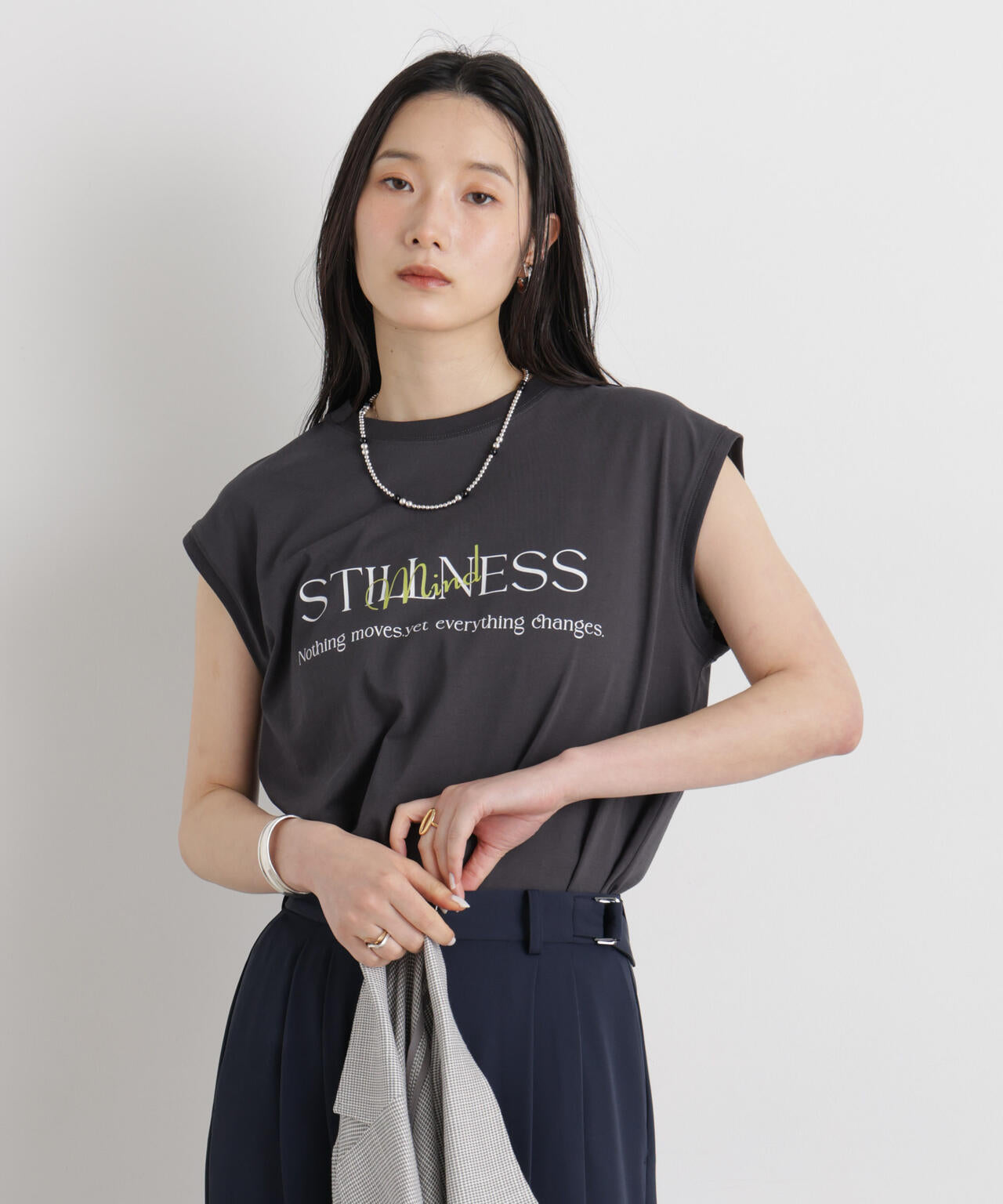 MINERALTEX(TM)ロゴプリントノースリーブTシャツ