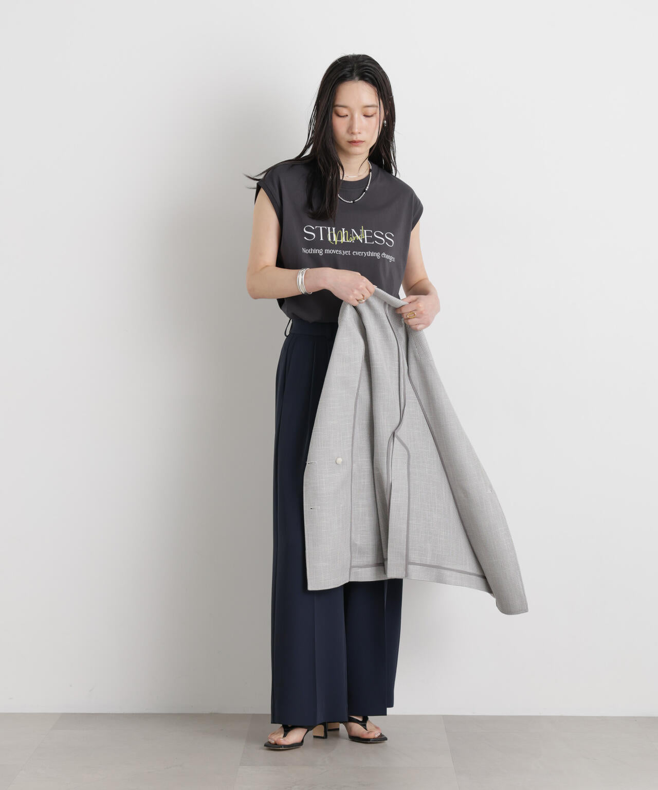 MINERALTEX(TM)ロゴプリントノースリーブTシャツ
