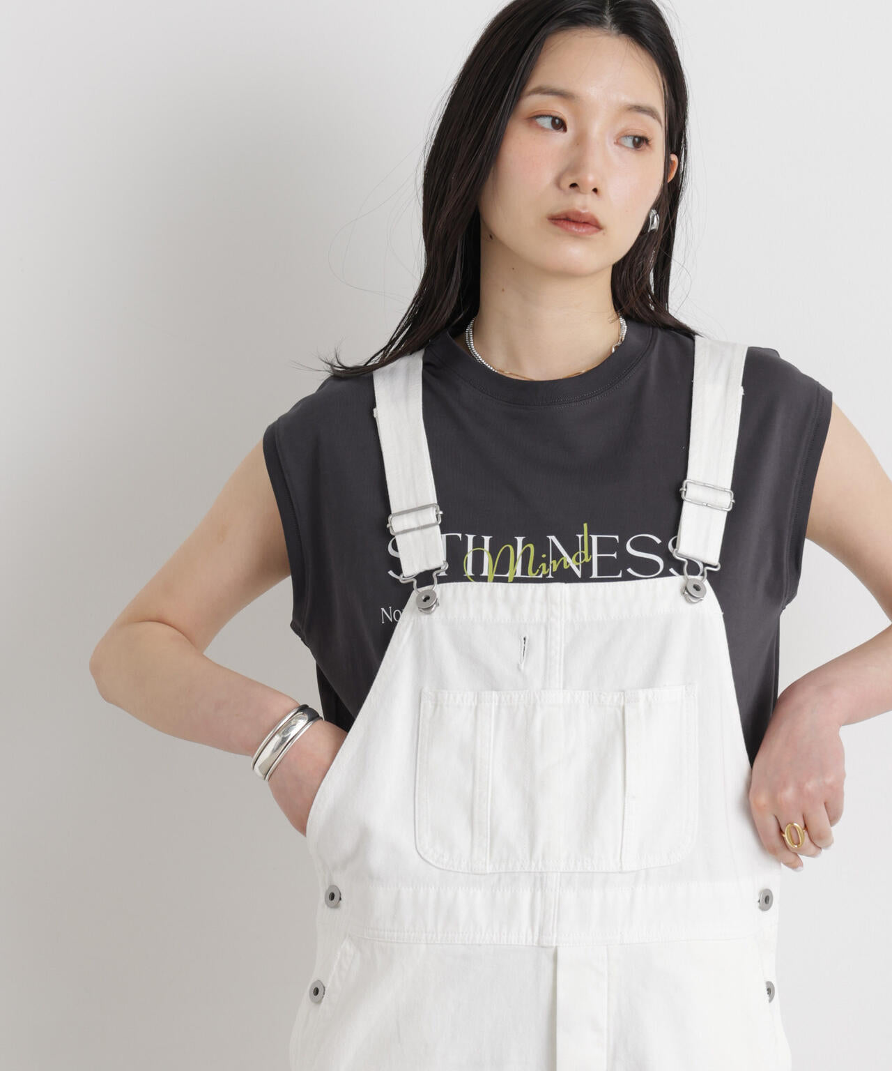 MINERALTEX(TM)ロゴプリントノースリーブTシャツ