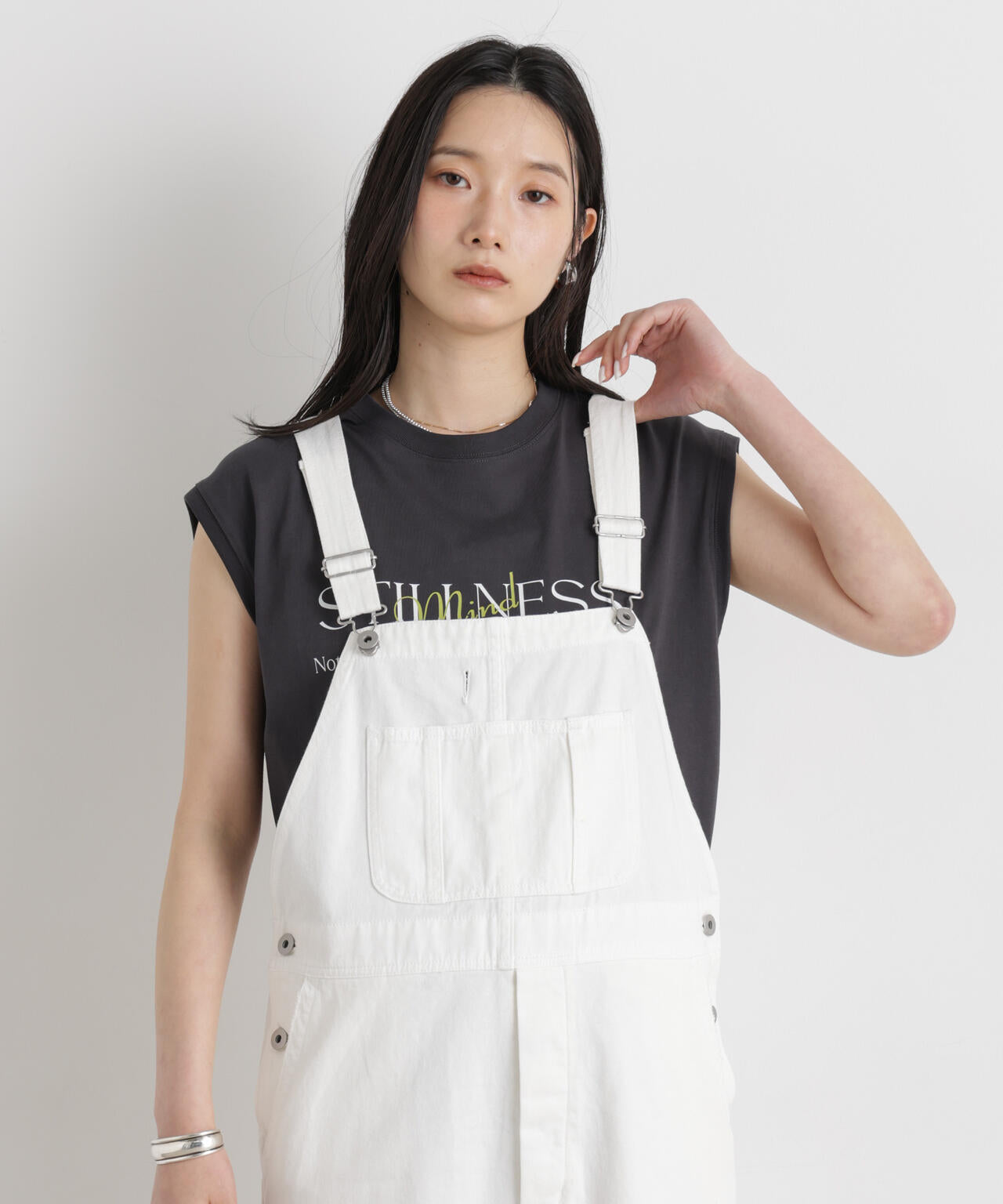 MINERALTEX(TM)ロゴプリントノースリーブTシャツ | NANO universe
