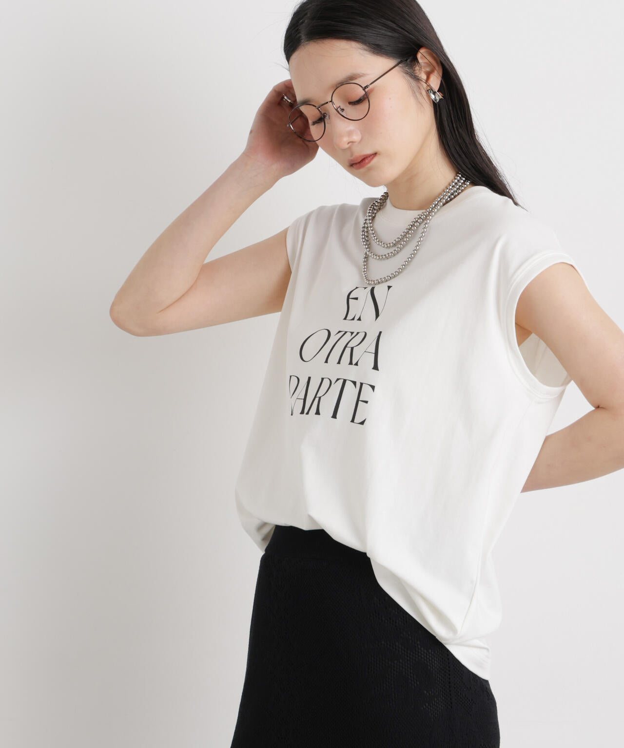 MINERALTEX(TM)ロゴプリントノースリーブTシャツ | NANO universe