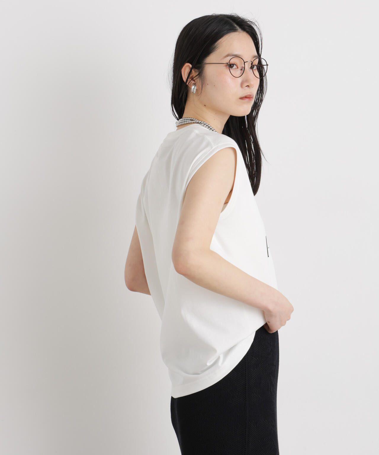 MINERALTEX(TM)ロゴプリントノースリーブTシャツ